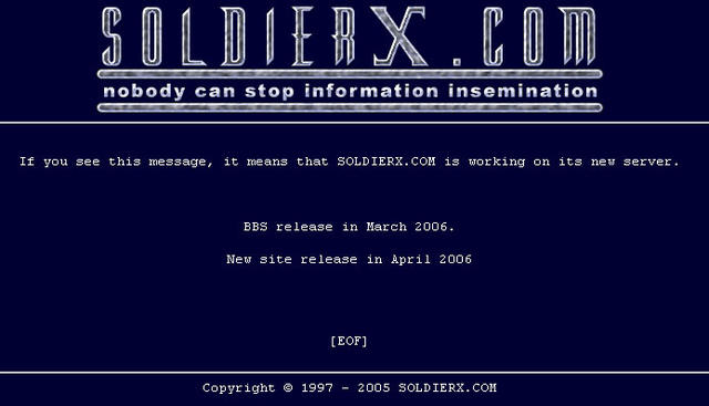 Return of soldierx.com Message